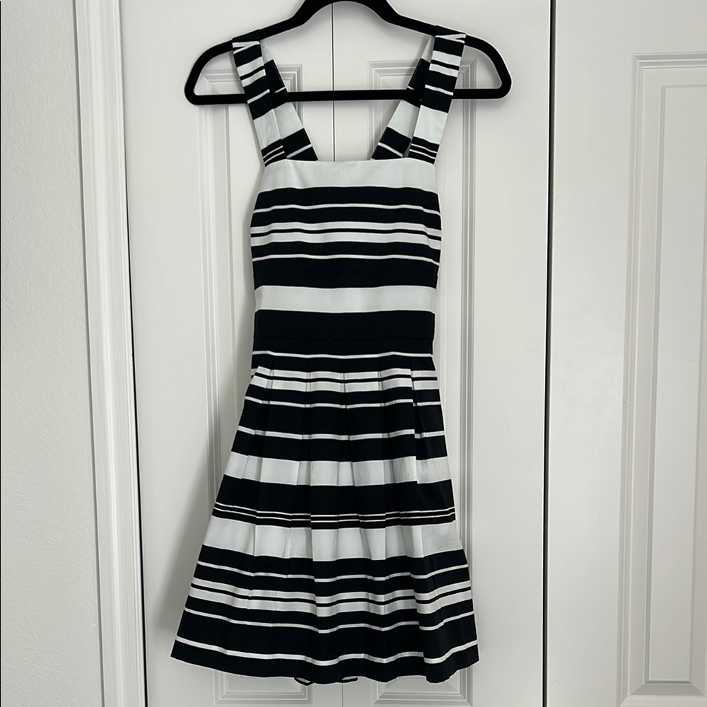 Banana Republic Black and White Pleated Mini Dress